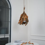 Natural Organic Dried Branch and Leaf Pendant Lamp Rustic Wood Leaf Chandelier