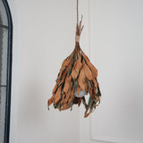 Natural Organic Dried Branch and Leaf Pendant Lamp Rustic Wood Leaf Chandelier