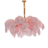 Natural Ostrich Feather Gasolier Chandelier with Polished Brass Frame for Luxury Interiors
