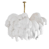 Natural Ostrich Feather Gasolier Chandelier with Polished Brass Frame for Luxury Interiors