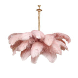 Natural Ostrich Feather Gasolier Chandelier with Polished Brass Frame for Luxury Interiors