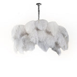 Natural Ostrich Feather Gasolier Chandelier with Polished Brass Frame for Luxury Interiors