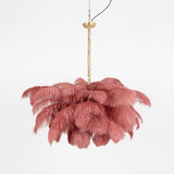 Natural Ostrich Feather Gasolier Chandelier with Polished Brass Frame for Luxury Interiors