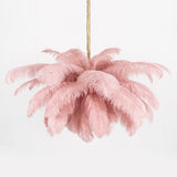 Natural Ostrich Feather Gasolier Chandelier with Polished Brass Frame for Luxury Interiors