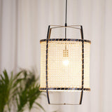 Natural Rattan Cane Webbing Pendant Light Handcrafted Bamboo Hanging Ceiling Lamp for Home Decor