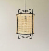 Natural Rattan Cane Webbing Pendant Light Handcrafted Bamboo Hanging Ceiling Lamp for Home Decor