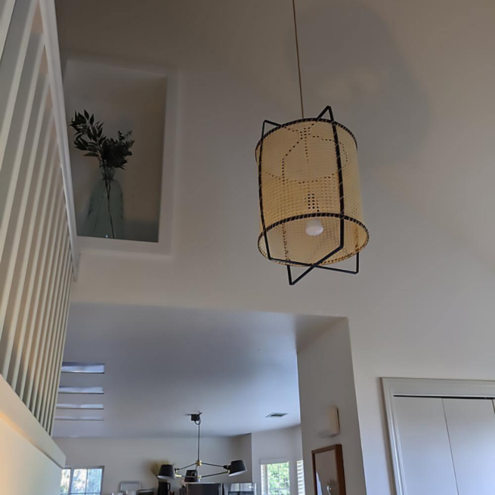 Natural Rattan Cane Webbing Pendant Light Handcrafted Bamboo Hanging Ceiling Lamp for Home Decor