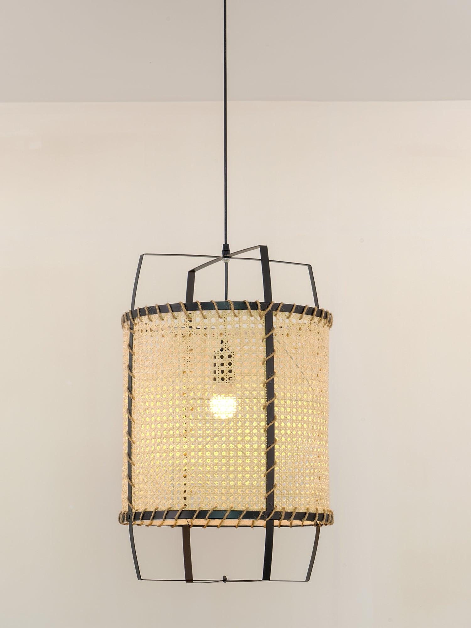 Natural Rattan Cane Webbing Pendant Light Handcrafted Bamboo Hanging Ceiling Lamp for Home Decor