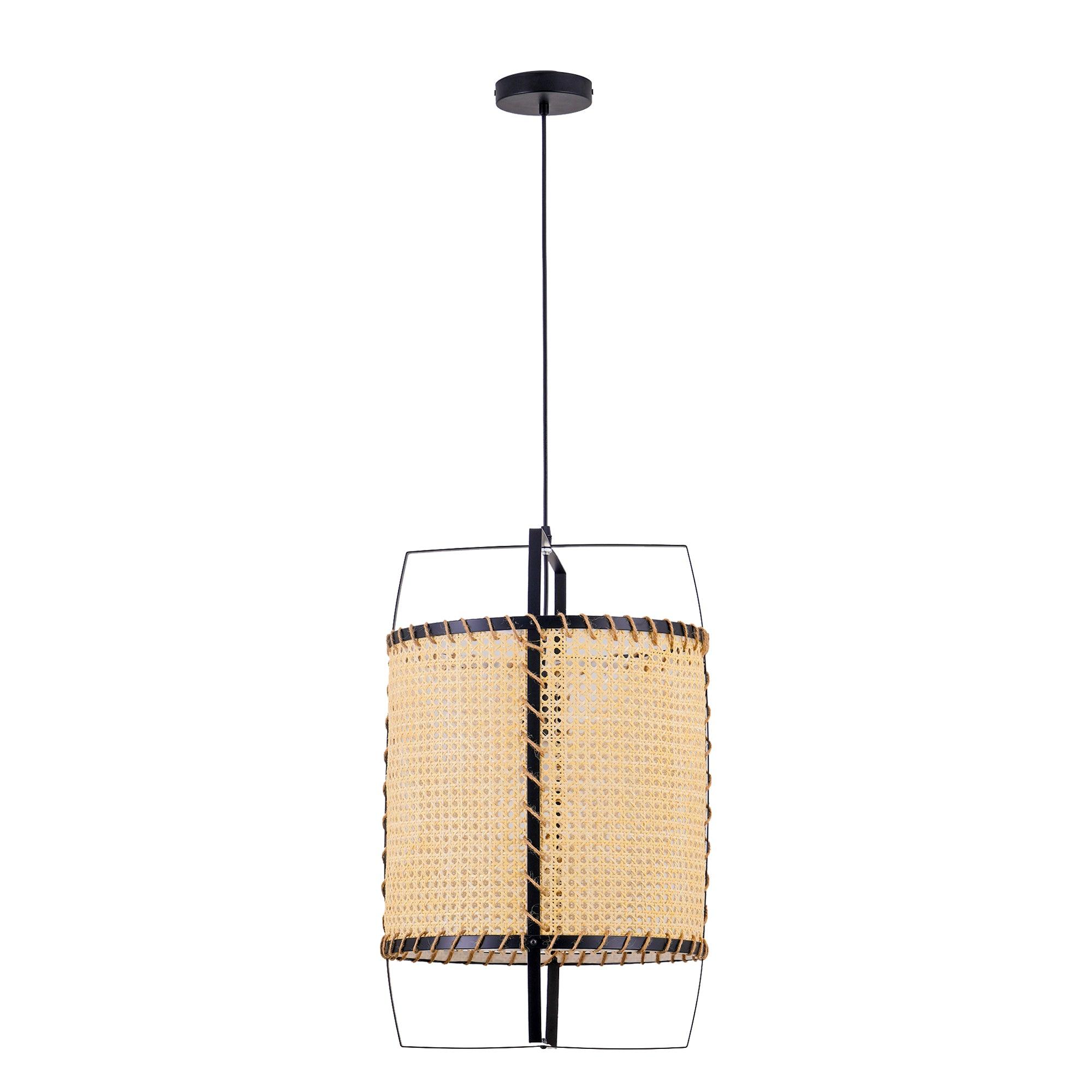 Natural Rattan Cane Webbing Pendant Light Handcrafted Bamboo Hanging Ceiling Lamp for Home Decor