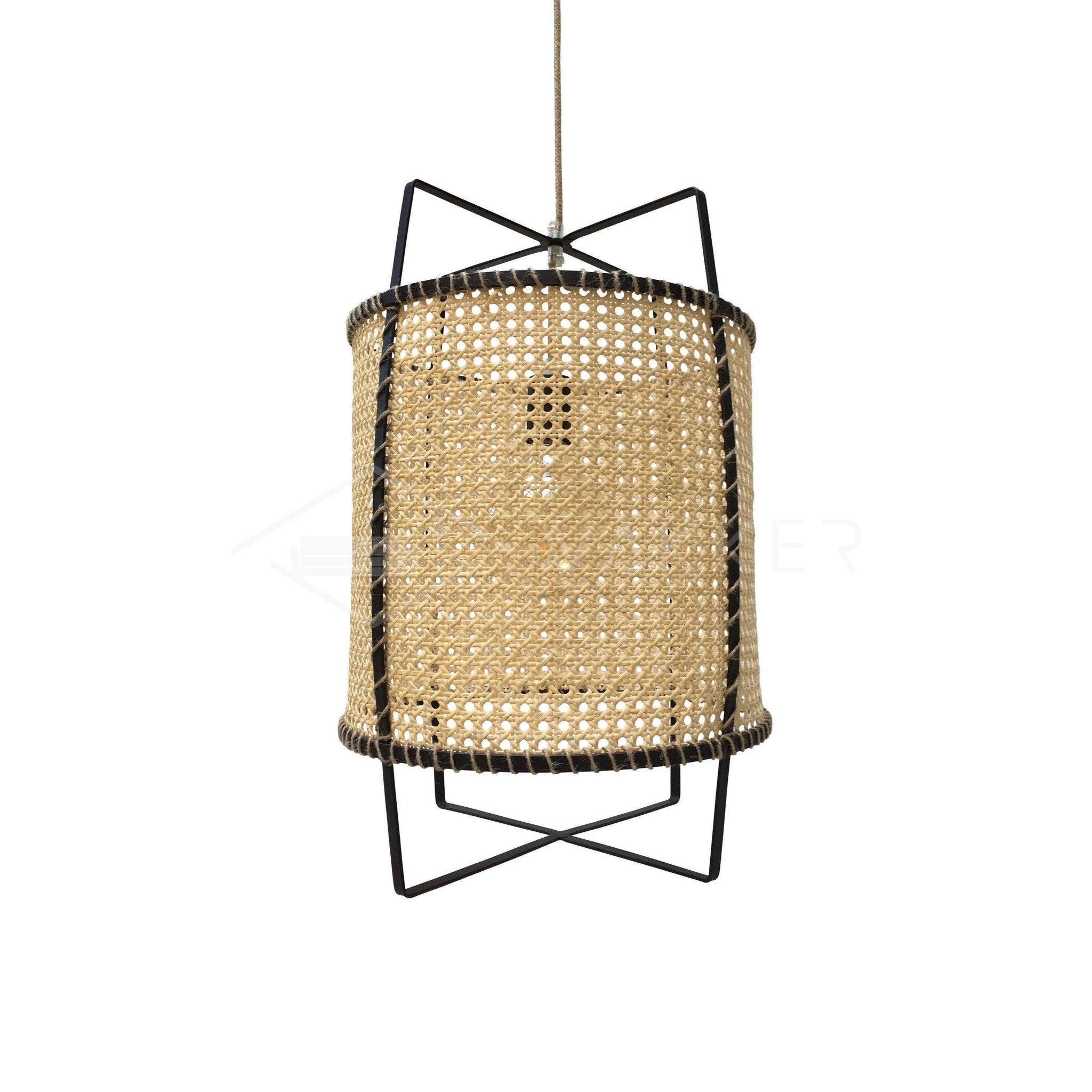 Natural Rattan Cane Webbing Pendant Light Handcrafted Bamboo Hanging Ceiling Lamp for Home Decor