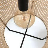 Natural Rattan Cane Webbing Pendant Light Handcrafted Bamboo Hanging Ceiling Lamp for Home Decor