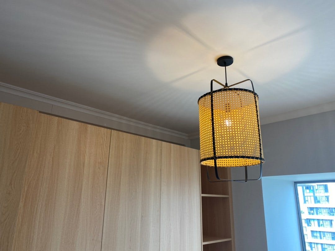 Natural Rattan Cane Webbing Pendant Light Handcrafted Bamboo Hanging Ceiling Lamp for Home Decor