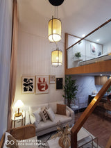 Natural Rattan Cane Webbing Pendant Light Handcrafted Bamboo Hanging Ceiling Lamp for Home Decor