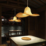Natural Rattan Hat Shape Pendant Light 24 Inch Large Woven Hanging Fixture for Dining Room