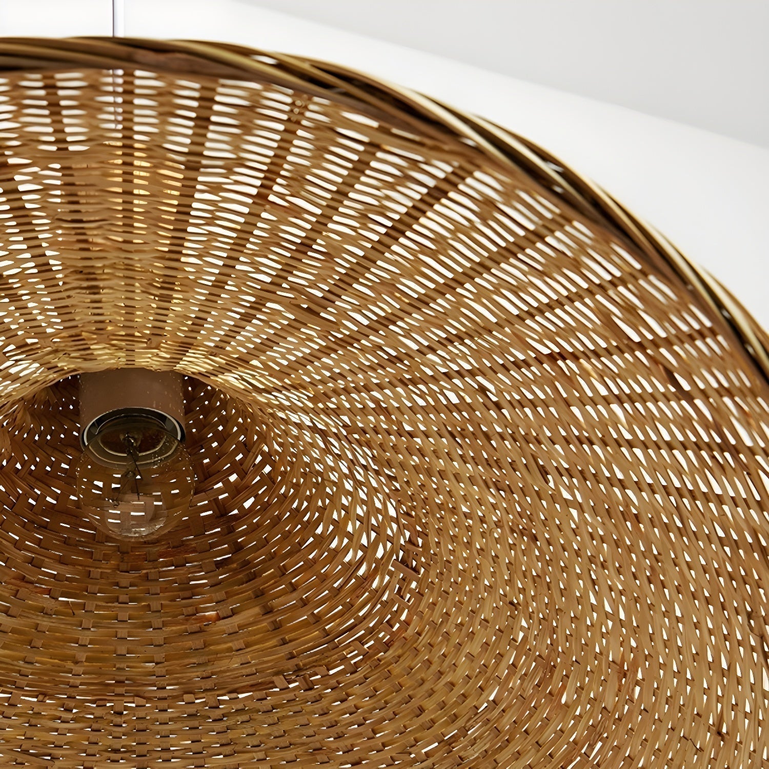 Natural Rattan Weave Hat Pendant Light Boho Style Woven Ceiling Hanging Lamp
