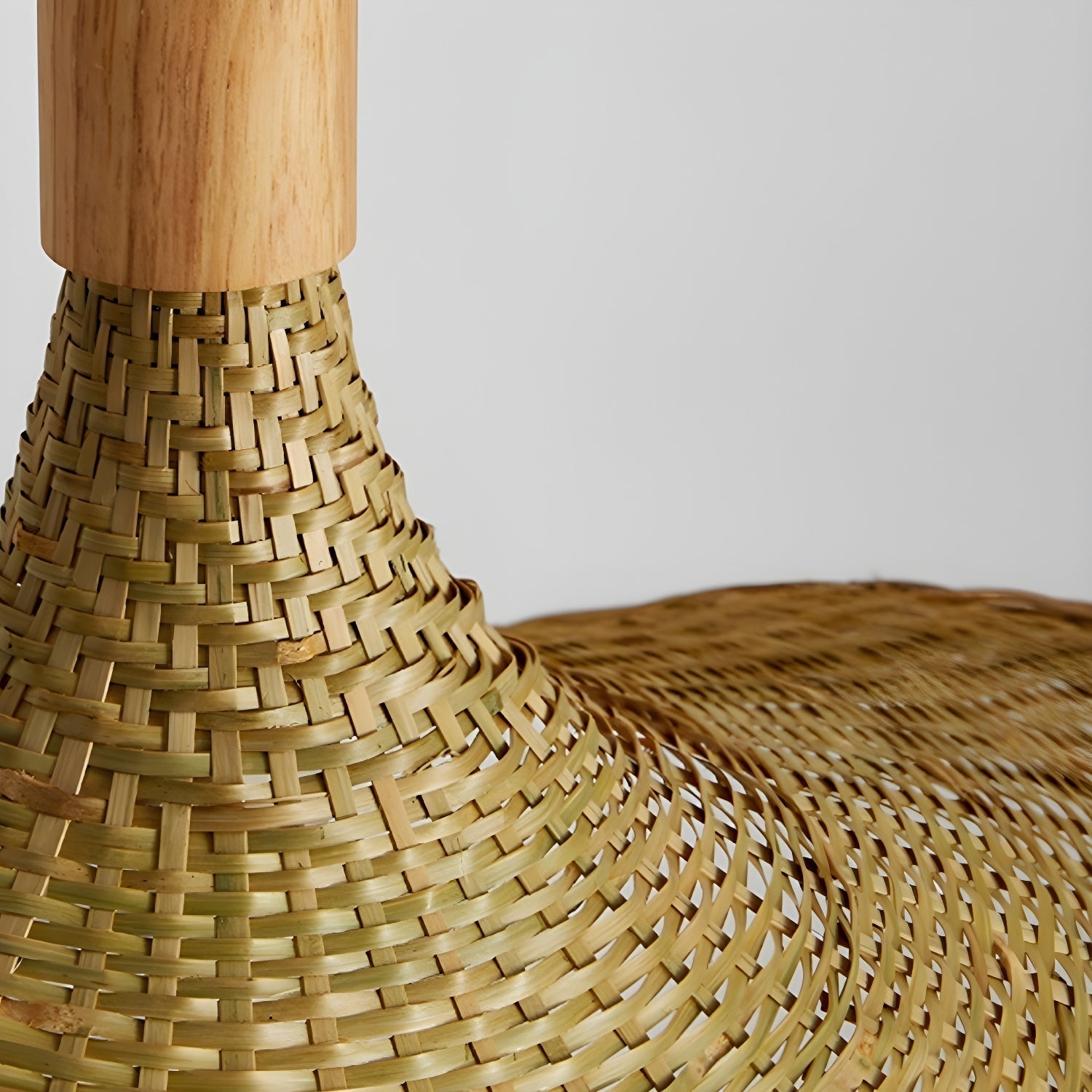 Natural Rattan Weave Hat Pendant Light Boho Style Woven Ceiling Hanging Lamp