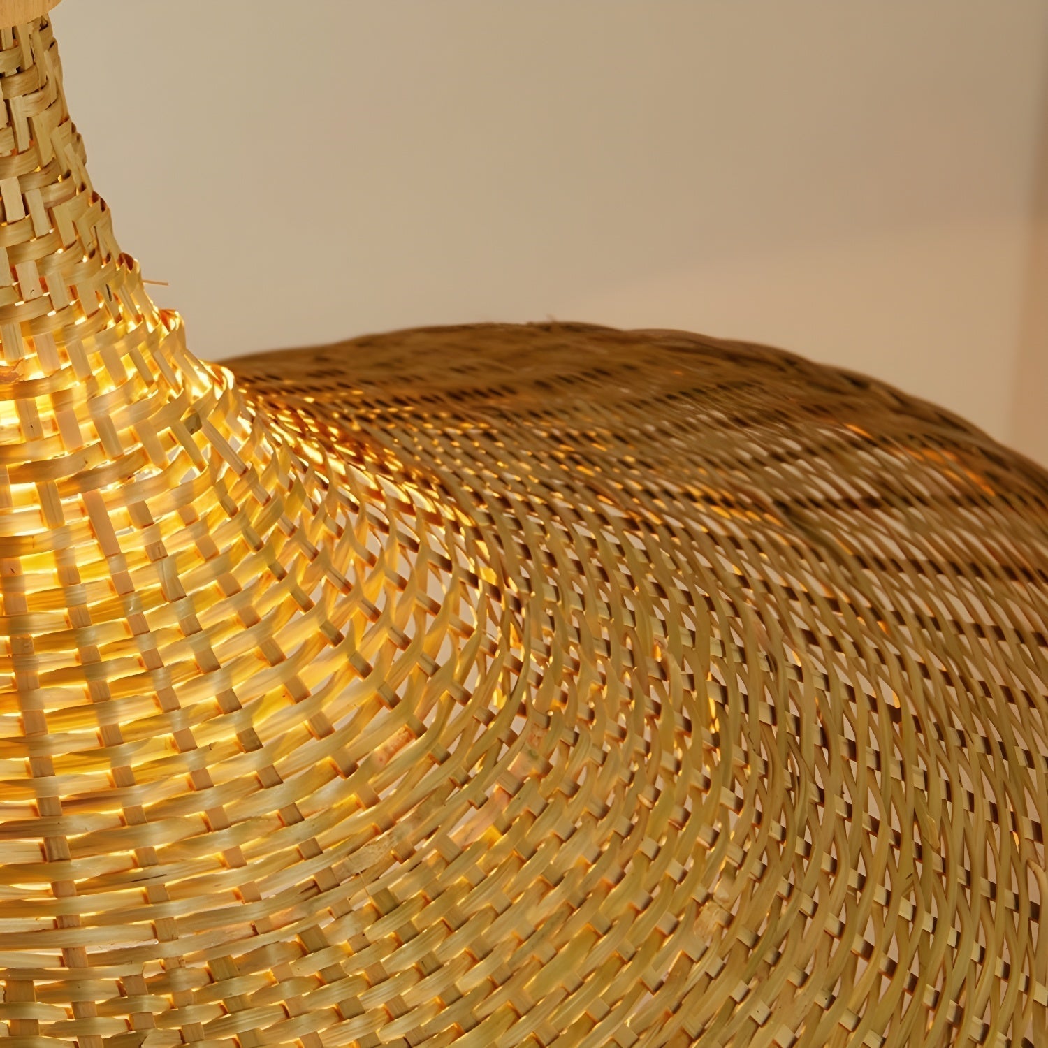 Natural Rattan Weave Hat Pendant Light Boho Style Woven Ceiling Hanging Lamp
