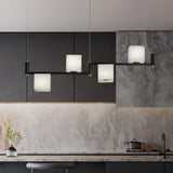 Natural Snowflake Alabaster Square Box Chandelier Lighting Fixture