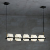 Natural Snowflake Alabaster Square Box Chandelier Lighting Fixture