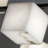 Natural Snowflake Alabaster Square Box Chandelier Lighting Fixture