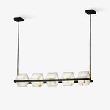 Natural Snowflake Alabaster Square Box Chandelier Lighting Fixture