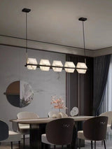 Natural Snowflake Alabaster Square Box Chandelier Lighting Fixture