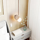 Natural Stone Travertine Pendant Light with White Glass Shade Elegant Hanging Lamp