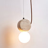 Natural Stone Travertine Pendant Light with White Glass Shade Elegant Hanging Lamp