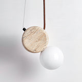 Natural Stone Travertine Pendant Light with White Glass Shade Elegant Hanging Lamp