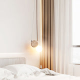 Natural Stone Travertine Pendant Light with White Glass Shade Elegant Hanging Lamp