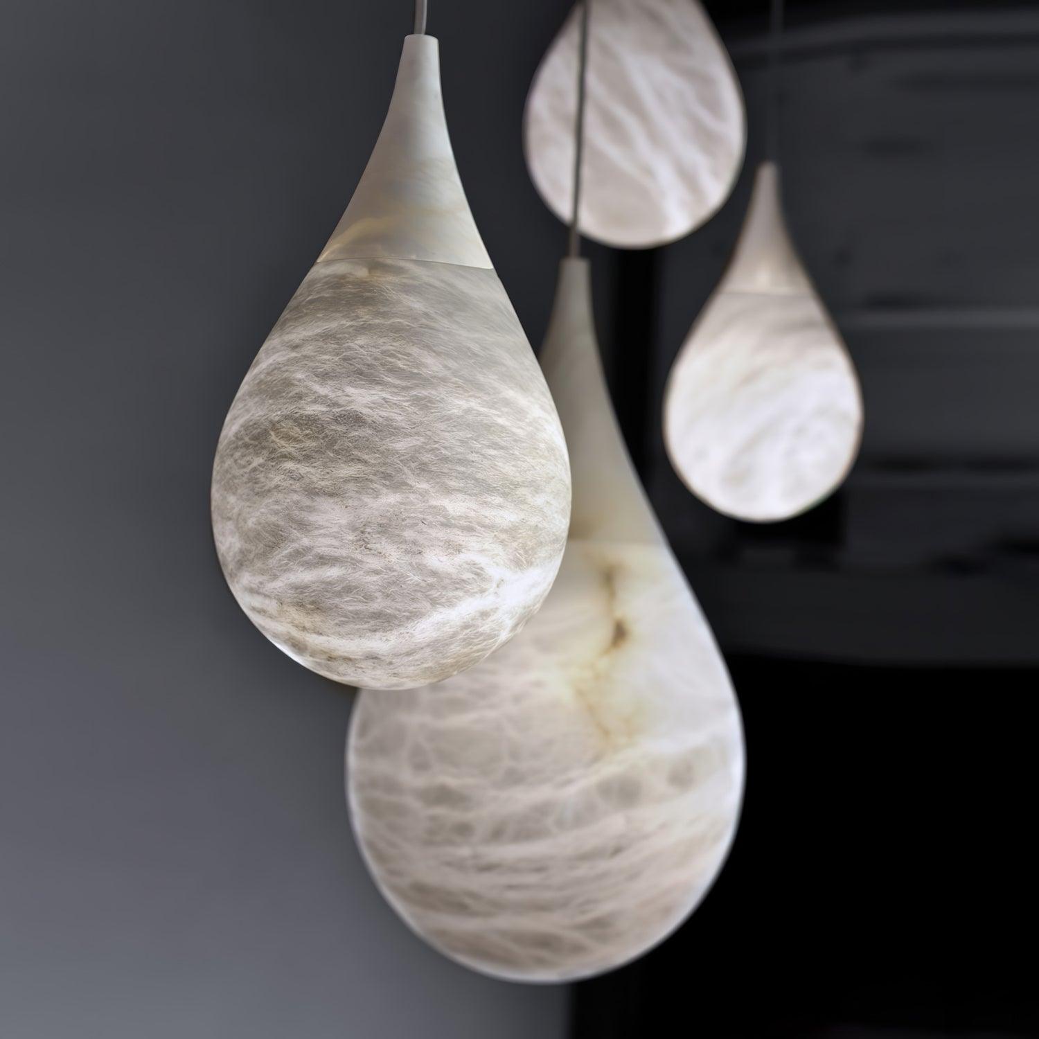 Natural White Marble Raindrop LED Pendant Light for Modern Luxury Interior Lighting Decor