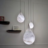 Natural White Marble Raindrop LED Pendant Light for Modern Luxury Interior Lighting Decor