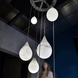 Natural White Marble Raindrop LED Pendant Light for Modern Luxury Interior Lighting Decor