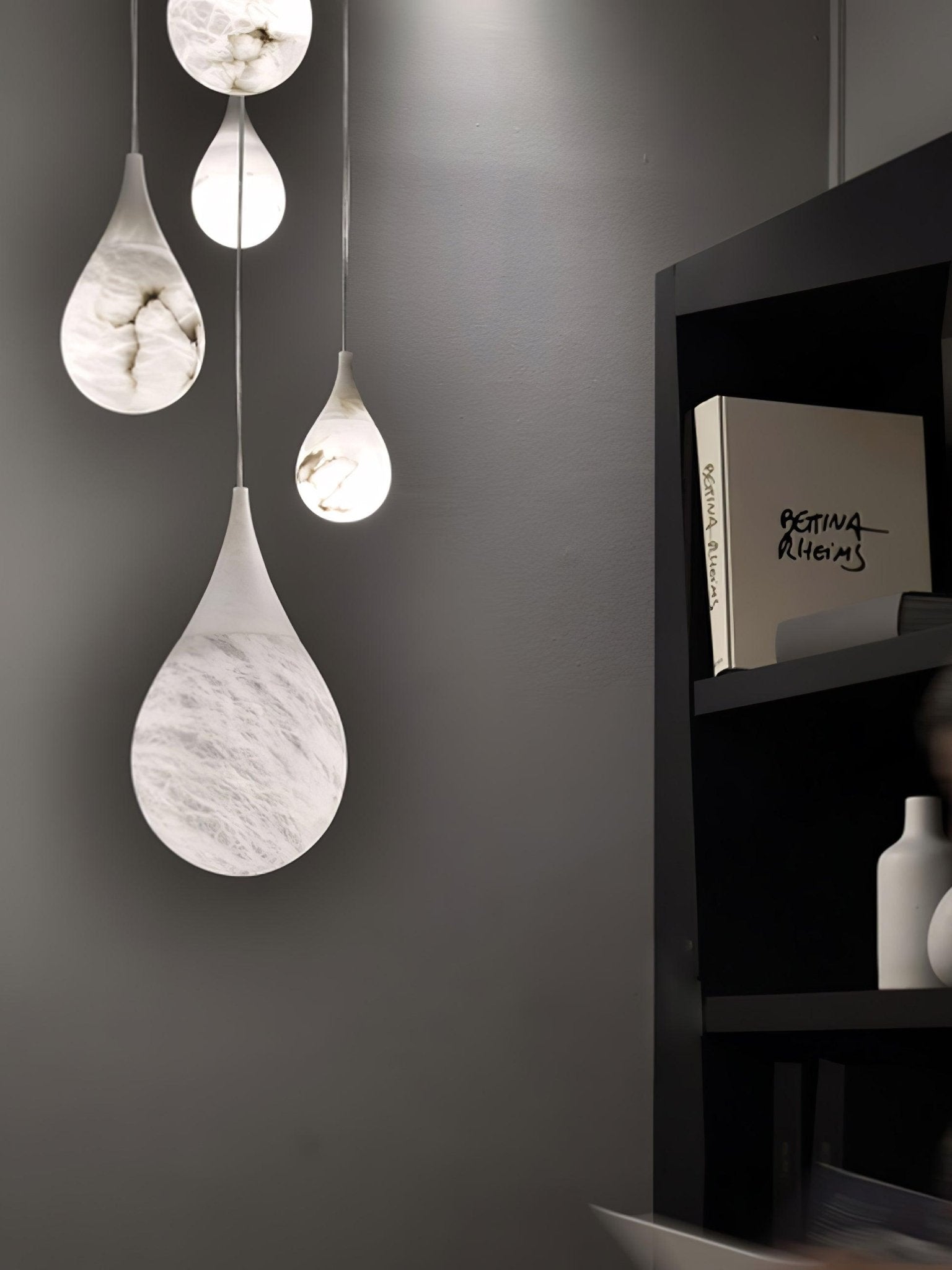 Natural White Marble Raindrop LED Pendant Light for Modern Luxury Interior Lighting Decor