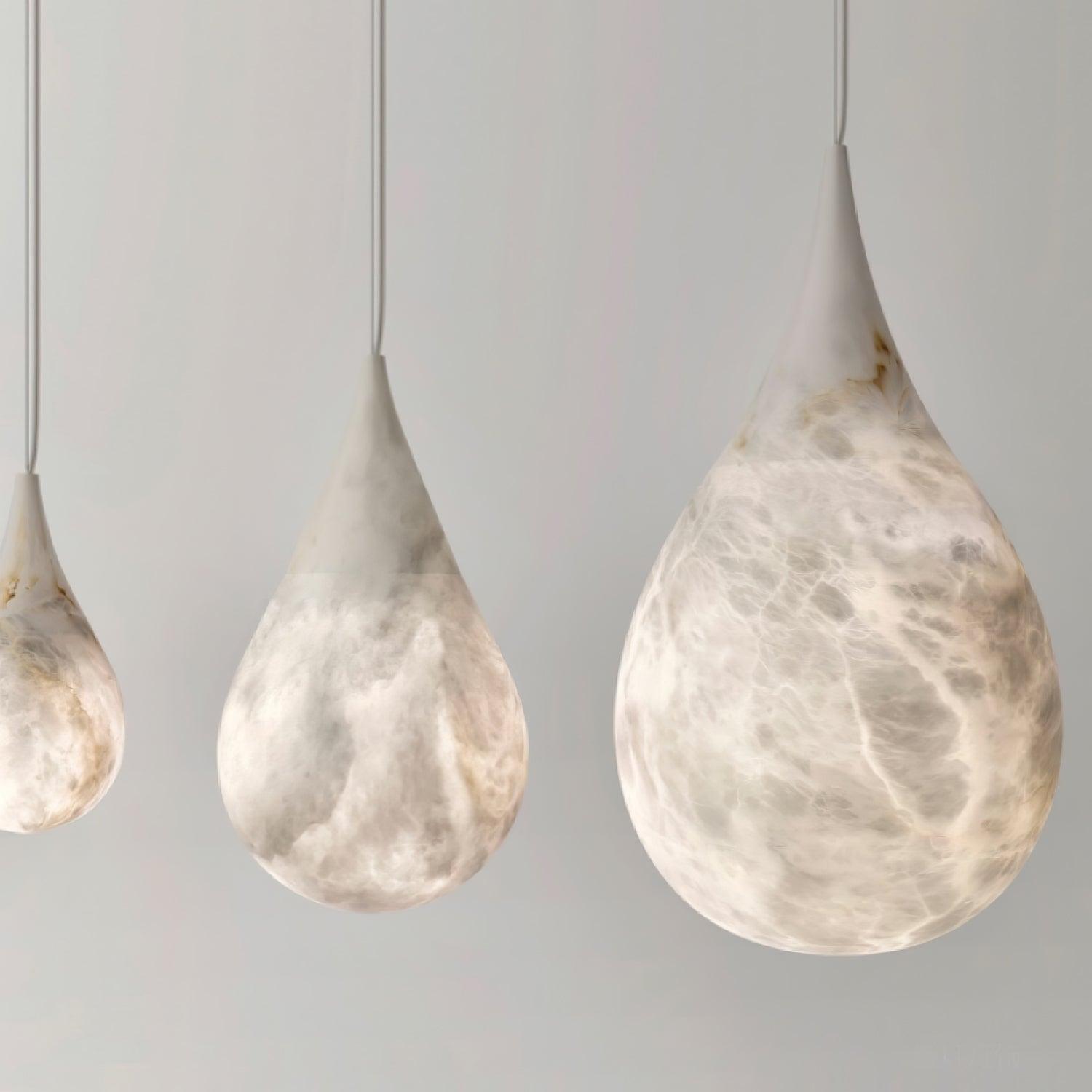Natural White Marble Raindrop LED Pendant Light for Modern Luxury Interior Lighting Decor