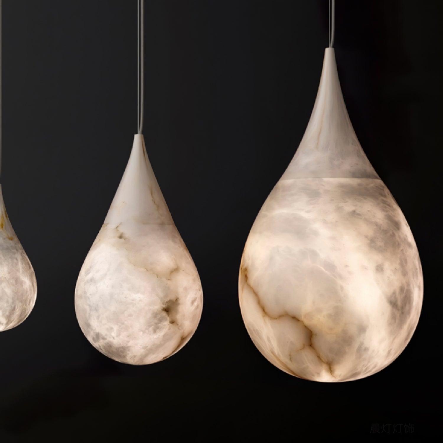 Natural White Marble Raindrop LED Pendant Light for Modern Luxury Interior Lighting Decor