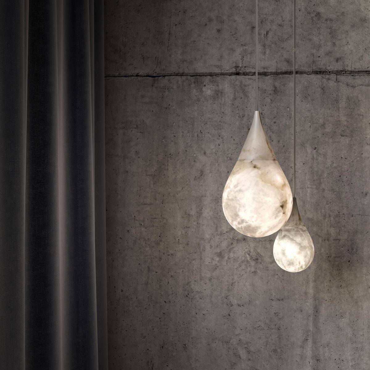 Natural White Marble Raindrop LED Pendant Light for Modern Luxury Interior Lighting Decor