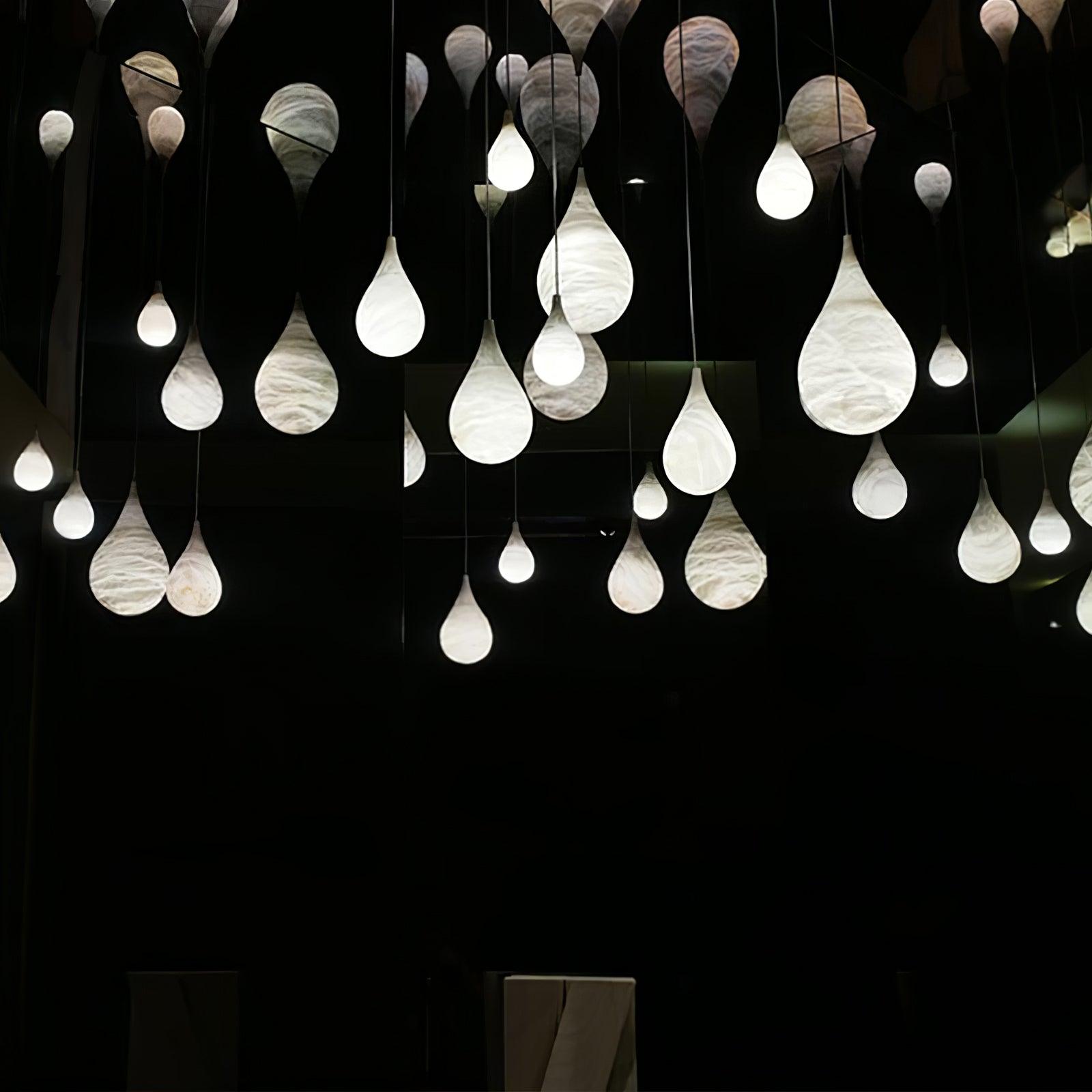 Natural White Marble Raindrop LED Pendant Light for Modern Luxury Interior Lighting Decor