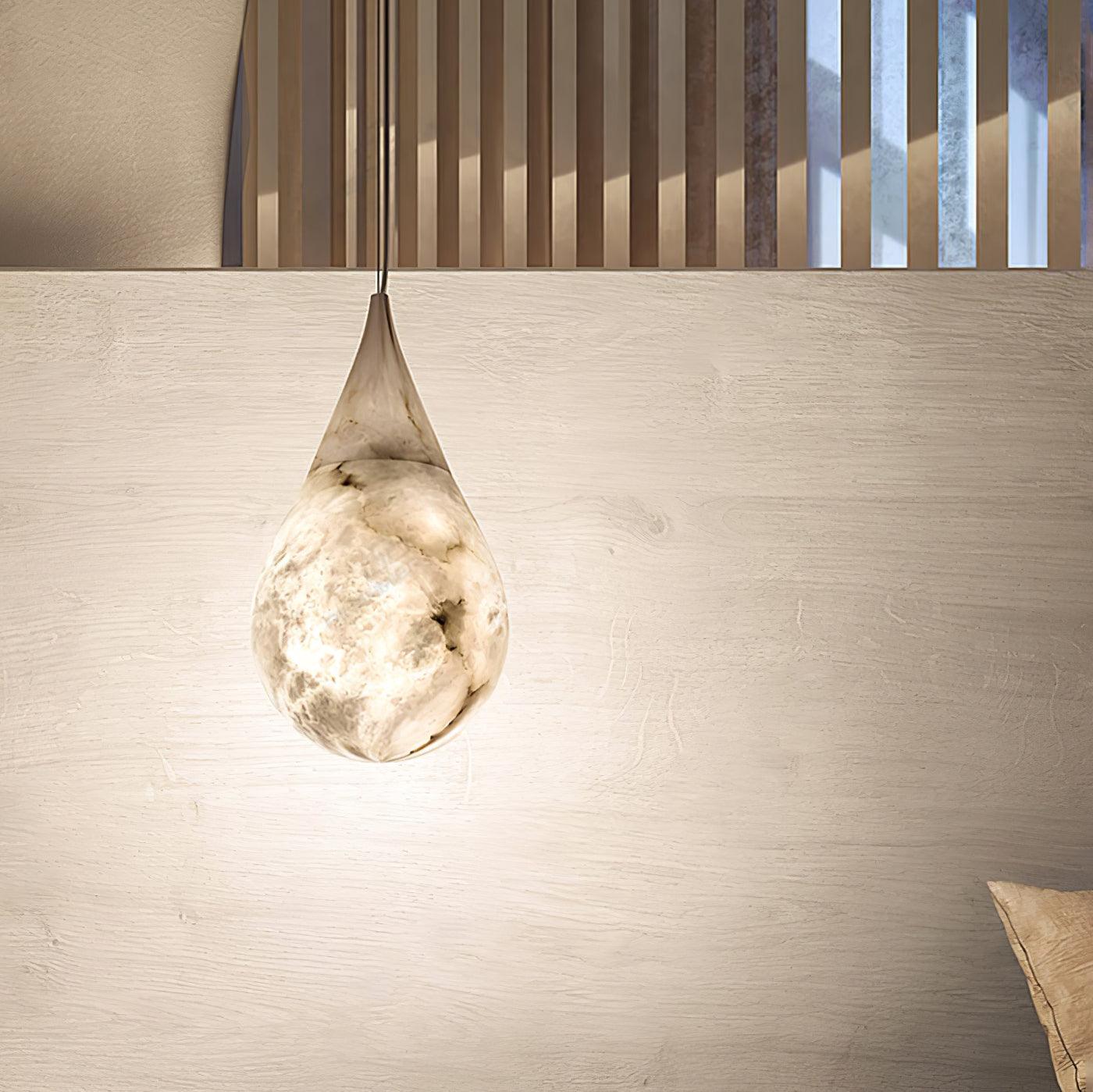 Natural White Marble Raindrop LED Pendant Light for Modern Luxury Interior Lighting Decor