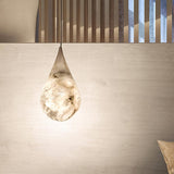 Natural White Marble Raindrop LED Pendant Light for Modern Luxury Interior Lighting Decor