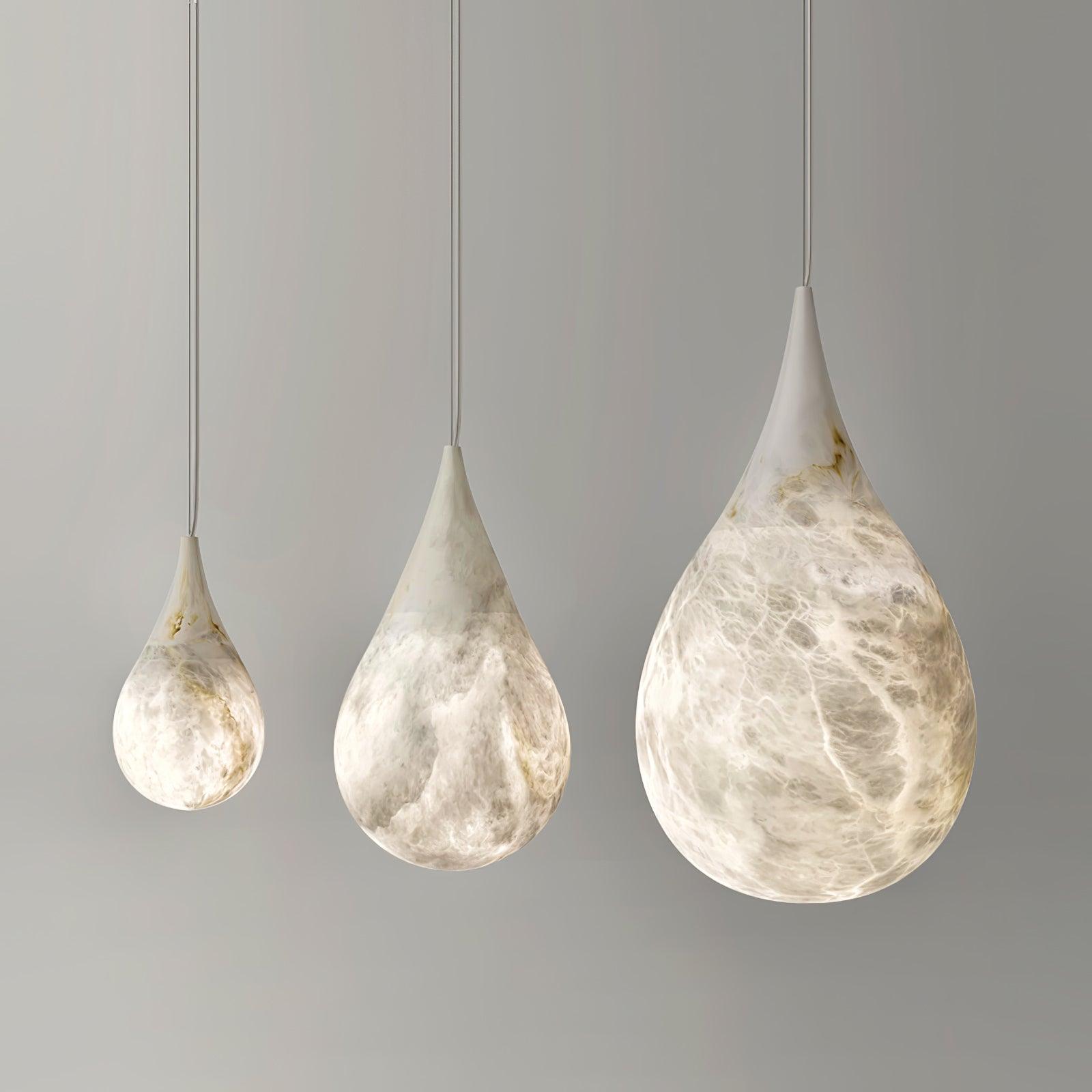 Natural White Marble Raindrop LED Pendant Light for Modern Luxury Interior Lighting Decor