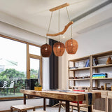 Natural Wicker Beehive Pendant Light Burlywood Rattan Ceiling Fixture for Living Room