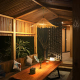 Natural Woven Bamboo Pendant Light Burlywood Coastal Ceiling Hanging Lamp for Kitchen and Dining Room