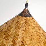 Natural Woven Bamboo Pendant Light Burlywood Coastal Ceiling Hanging Lamp for Kitchen and Dining Room