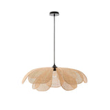 Natural Woven Rattan Petal Pendant Lamp Large Flower Shape Ceiling Hanging Light for Living Room