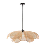 Natural Woven Rattan Petal Pendant Lamp Large Flower Shape Ceiling Hanging Light for Living Room