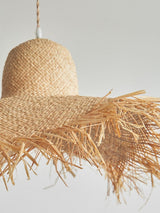 Natural Woven Rattan Straw Hat Hanging Pendant Light for Modern Coastal Homes