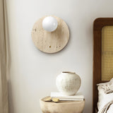 Natural Yellow Travertine Stone Wall Lamp Rustic Wabi Sabi Sconce for Modern Interior Lighting