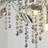 Nature Inspired Crystal Branch Chandelier with Glass Dewdrops and Metallic Finish