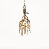 Nature Inspired Crystal Branch Chandelier with Glass Dewdrops and Metallic Finish